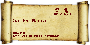 Sándor Marián névjegykártya